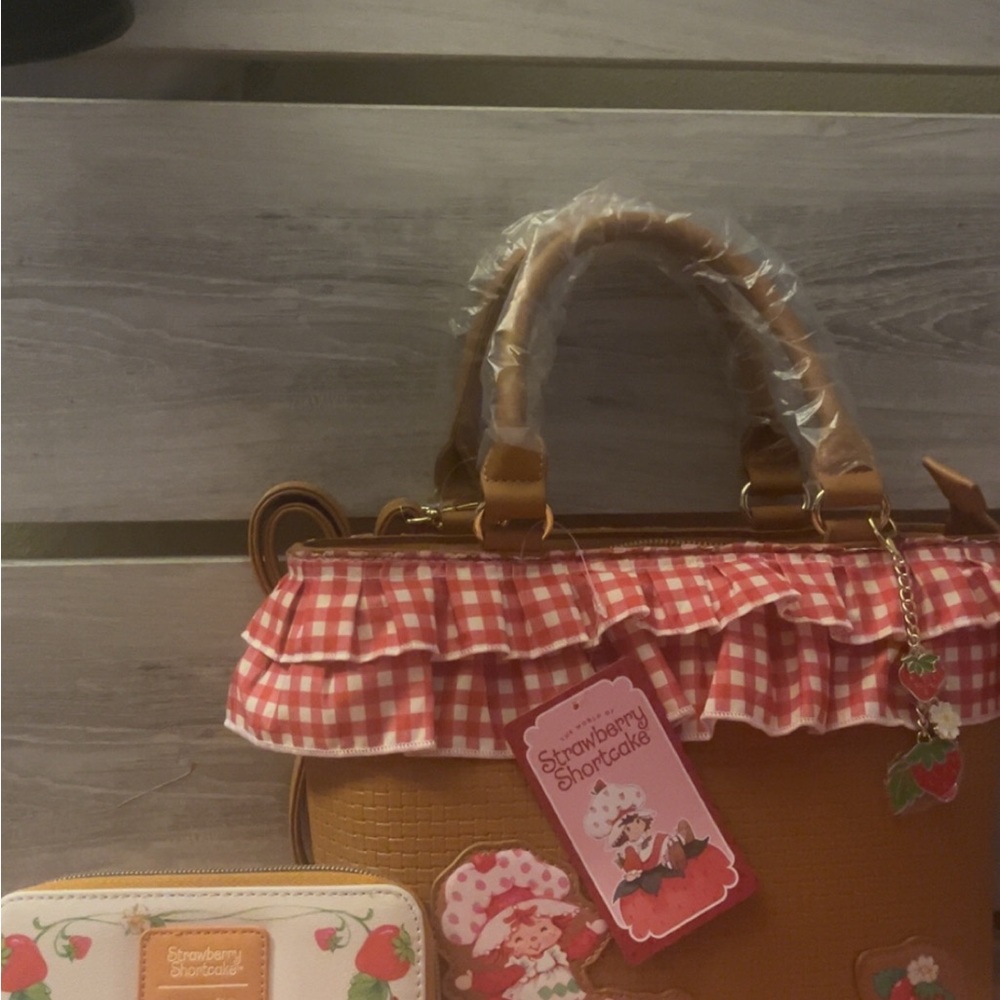 Brown and Red Handbag with wallet